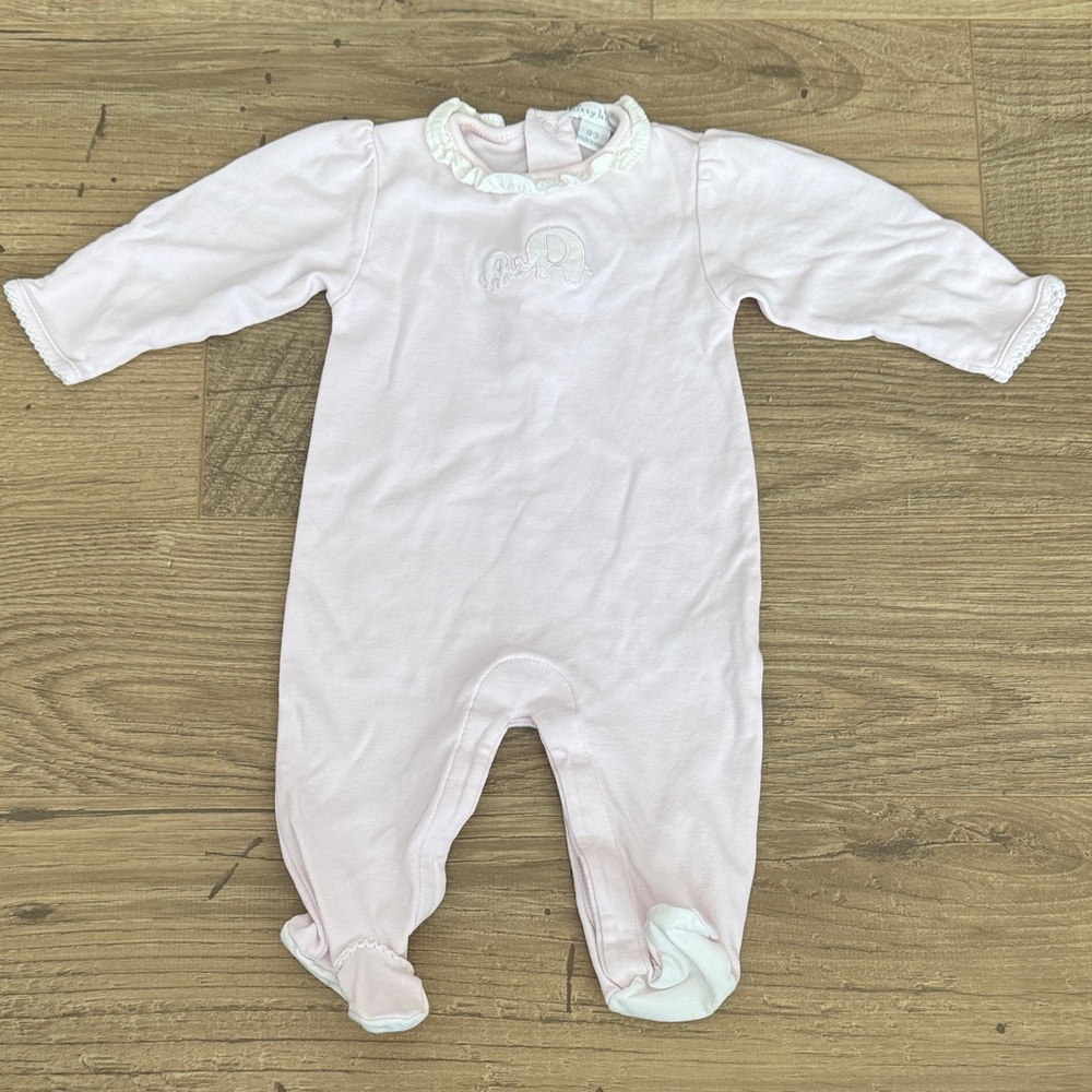 Kissy Kissy Soft Pink Ruffle Trim Footie